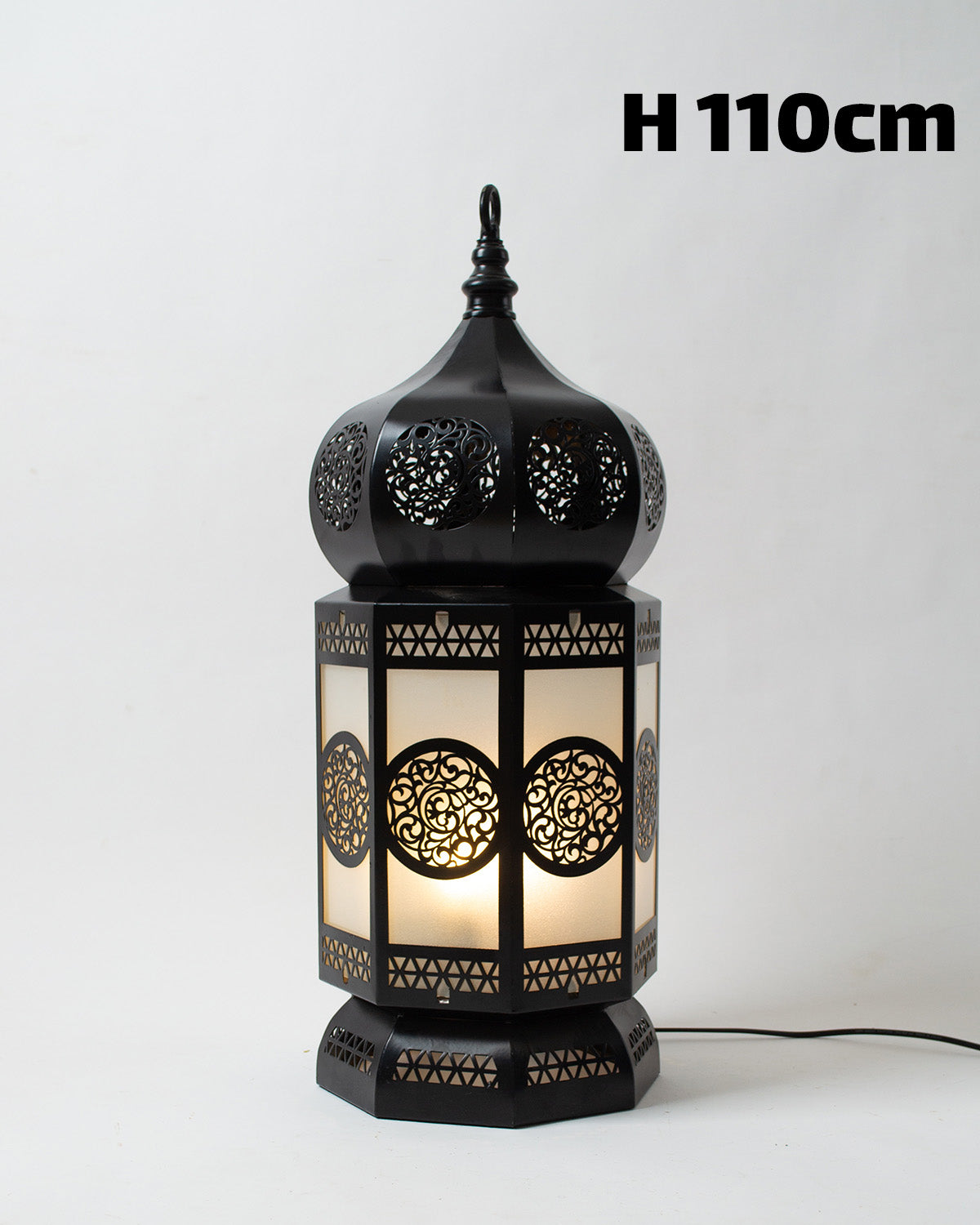Ramadan Lantern, 4 Lights, Metal, 110×43cm - Black